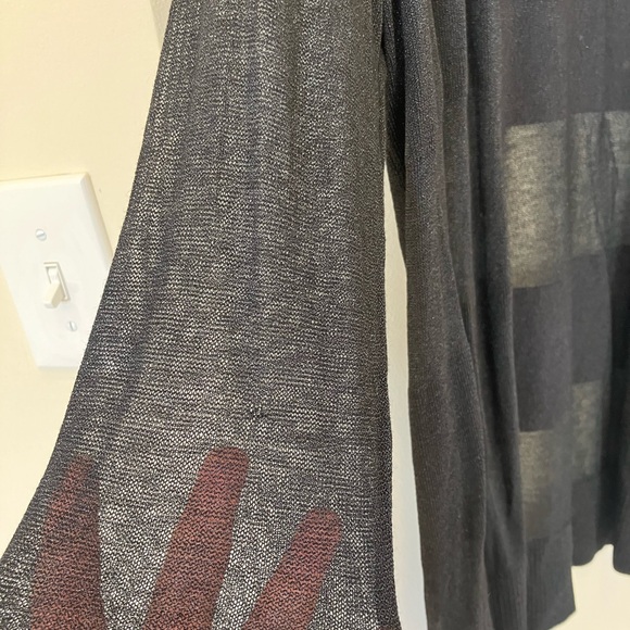Ann Taylor Loft Women Black Striped Sheer Cardigan size M - Picture 10 of 13